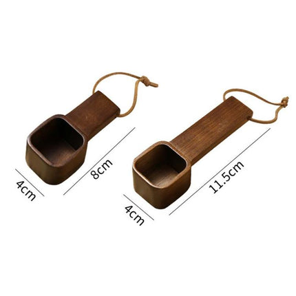 Solid Wood Square Coffee Spoon Measuring Seasoning Scoop Teaspoon, Short Handle, Long Handle - DealBuddy