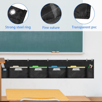 4 Grids File Storage Hanging Bag Horizontal Wall Mount For Under Classroom Whiteboard