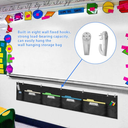 4 Grids File Storage Hanging Bag Horizontal Wall Mount For Under Classroom Whiteboard