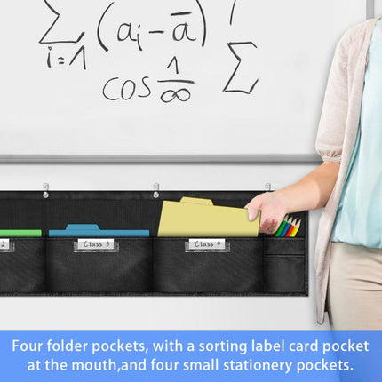 4 Grids File Storage Hanging Bag Horizontal Wall Mount For Under Classroom Whiteboard