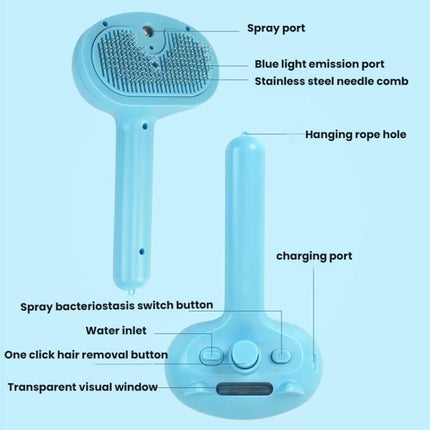 Pet Blue Light Antibacterial Spray Massage Knot Comb - DealBuddy