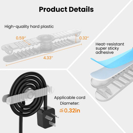 AhaStyle DD-06 6pcs Kitchen Self-Adhesive Cable Organizer Cable Holder