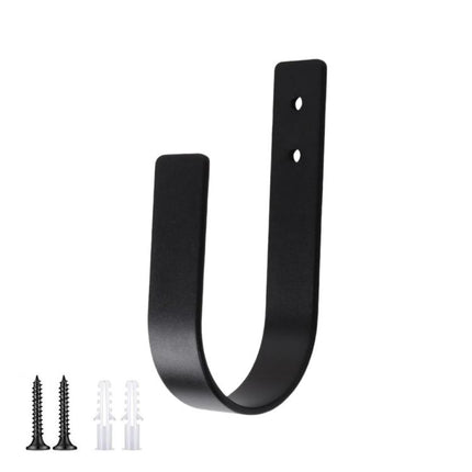 Wall-Mounted U-Shaped Metal Curtain Storage Hook with Cylindrical Paper Towel Holder, 1pc Black