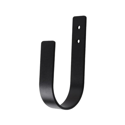 Wall-Mounted U-Shaped Metal Curtain Storage Hook with Cylindrical Paper Towel Holder, 1pc Black