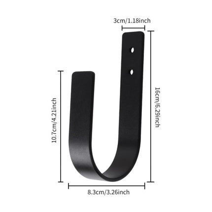 Wall-Mounted U-Shaped Metal Curtain Storage Hook with Cylindrical Paper Towel Holder, 1pc Black