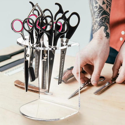 6-Hole Acrylic Scissor Barber Tool Storage Display Stand
