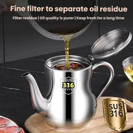 316 Stainless Steel Oil/Sauce Dispenser Leakproof Design, Detachable Filter, Easy-Pour Kitchen Bottle for Cooking Oil, Vinegar & Condiments, 300ml, 500ml, 800ml, 1100ml, 1500ml, 1700ml - DealBuddy