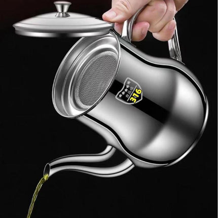 316 Stainless Steel Oil/Sauce Dispenser Leakproof Design, Detachable Filter, Easy-Pour Kitchen Bottle for Cooking Oil, Vinegar & Condiments, 300ml, 500ml, 800ml, 1100ml, 1500ml, 1700ml - DealBuddy