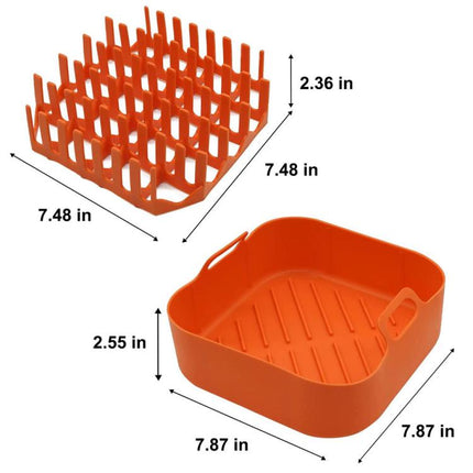 Air Fryer Silicone Bacon Tray, Orange Twill + Bacon Rack