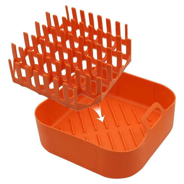 Air Fryer Silicone Bacon Tray, Orange Twill + Bacon Rack