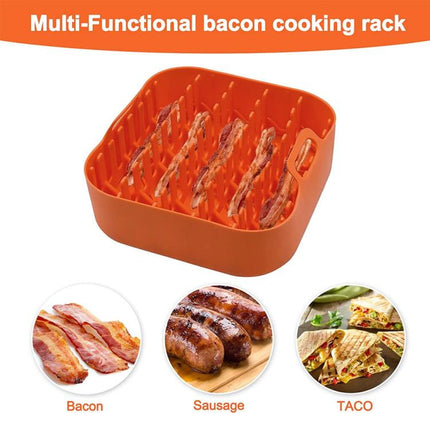 Air Fryer Silicone Bacon Tray, Orange Twill + Bacon Rack