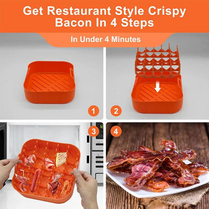 Air Fryer Silicone Bacon Tray, Orange Twill + Bacon Rack