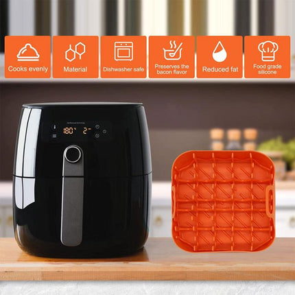 Air Fryer Silicone Bacon Tray, Orange Twill + Bacon Rack