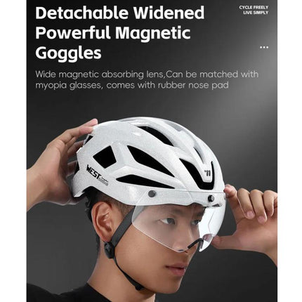 WEST BIKING Reflective Night Riding Bike Helmet with Magnetic Visor Lightweight & Breathable Unisex Cycling Helmet - DealBuddy