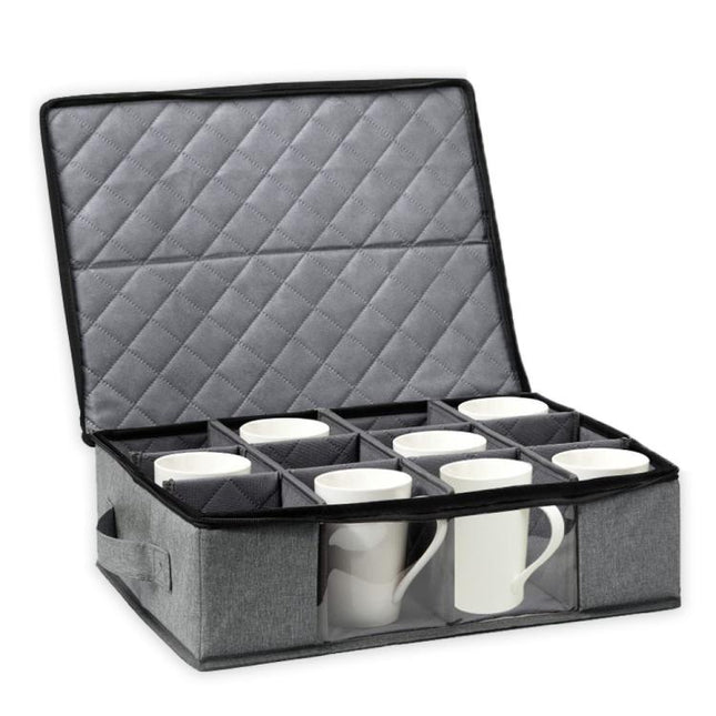 Coffee Mug Storage Box with Compartments and Lid