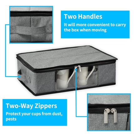 Coffee Mug Storage Box with Compartments and Lid