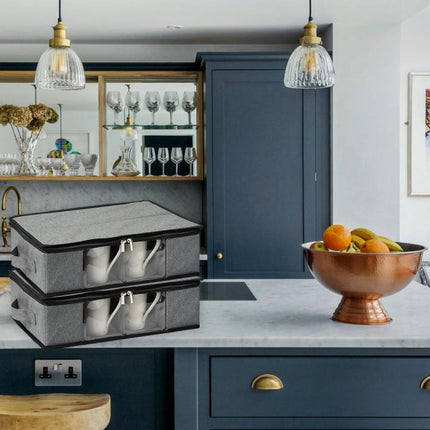 Coffee Mug Storage Box with Compartments and Lid