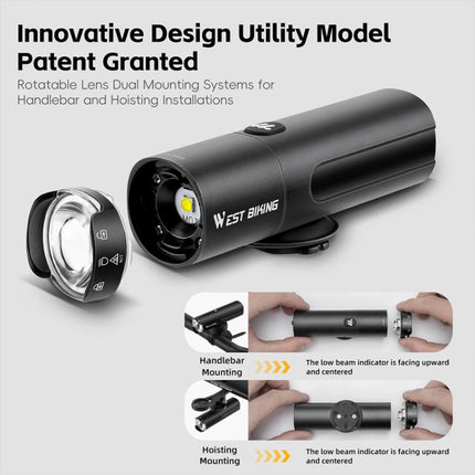 WEST BIKING Bicycle High-Brightness Rechargeable Headlight With Power Reminder Rotatable Function - DealBuddy