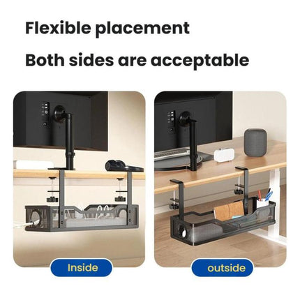 Adjustable Under Desk Storage Basket No Drill Hanging Organizer for Router/Books/Supplies