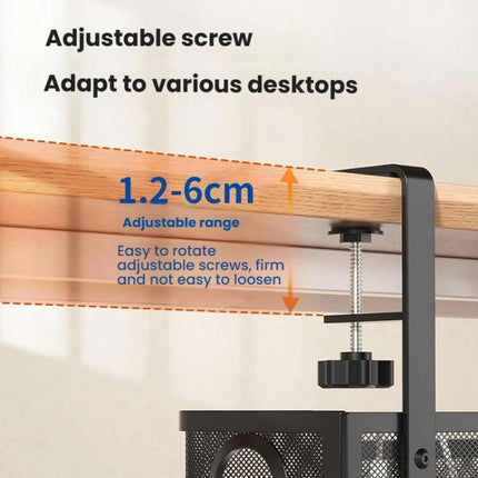 Adjustable Under Desk Storage Basket No Drill Hanging Organizer for Router/Books/Supplies