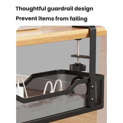 Adjustable Under Desk Storage Basket No Drill Hanging Organizer for Router/Books/Supplies