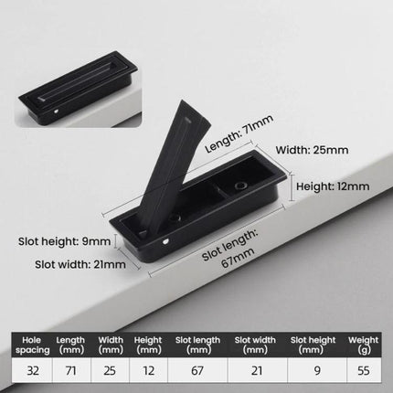Cabinets Recessed Invisible Door Handle Concealed Grooved Rotatable Rectangular Handle For Furniture