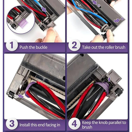 For Dyson V7 / V8 / V10 / V11 / V15 Vacuum Cleaner Electric Floor Brush With LED Light Soft Plush V Roller Brush