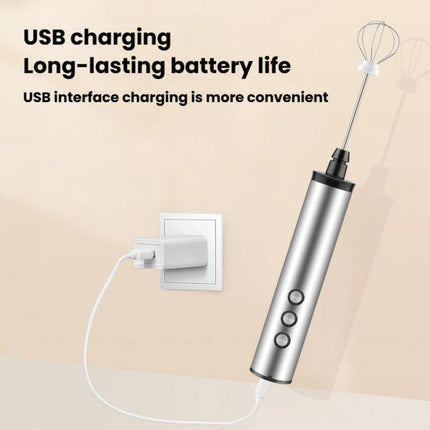 3In1 Portable Rechargeable Handheld Electric Egg Beater Mini Milk Frother For Baking