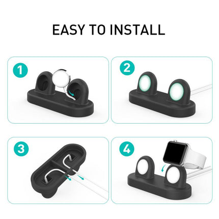 For Apple Watch / Earphone AhaStyle DD97 Storage Base 2 In 1 Desktop Charging Silicone Dock - DealBuddy
