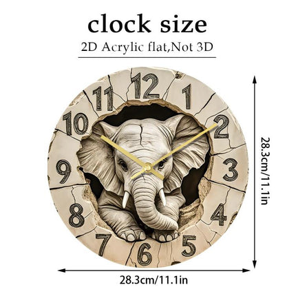 11 inch Elephant 3D Stereoscopic Living Room Decorative Silent Wall Clock