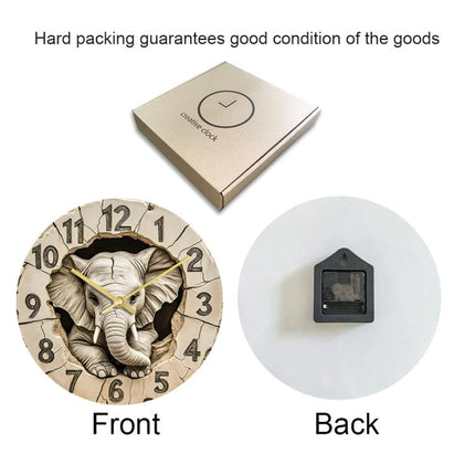 11 inch Elephant 3D Stereoscopic Living Room Decorative Silent Wall Clock