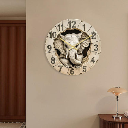 11 inch Elephant 3D Stereoscopic Living Room Decorative Silent Wall Clock