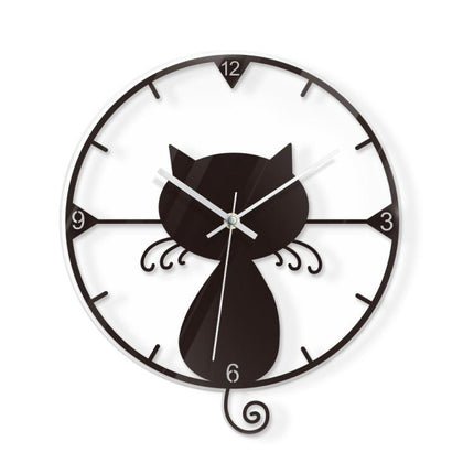Cat Transparent Acrylic Silent Wall Clock For Home Decor