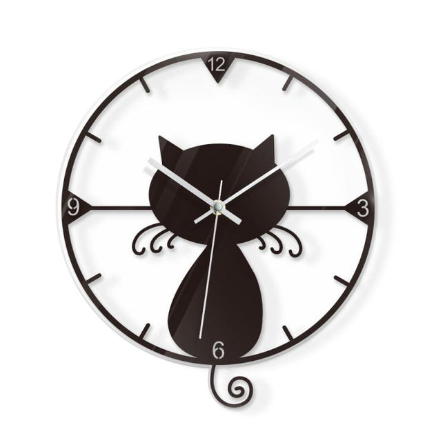 Cat Transparent Acrylic Silent Wall Clock For Home Decor