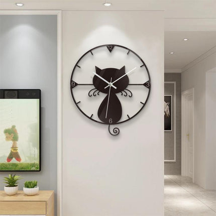 Cat Transparent Acrylic Silent Wall Clock For Home Decor