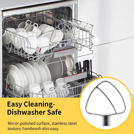 Stainless Steel Flat Beater For KitchenAid 4.5 & 5 QT Mixers - No Coating Chip-Resistant Attachment