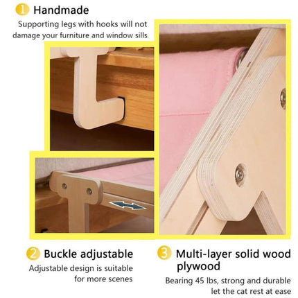 Balcony Wooden Cat Hammock Window Wall Mounted Cat Hutch Hanging Bedside Pet Kennel - DealBuddy