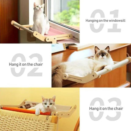 Balcony Wooden Cat Hammock Window Wall Mounted Cat Hutch Hanging Bedside Pet Kennel - DealBuddy