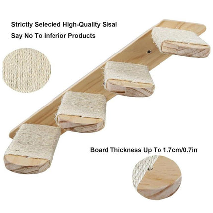 Wall Mounted Cat Climbing Frame Wooden Sisal Cat Jumping Platform Multi-Level Climbing Stairs, 2 Layers, 3 Layers, 4 Layers - DealBuddy