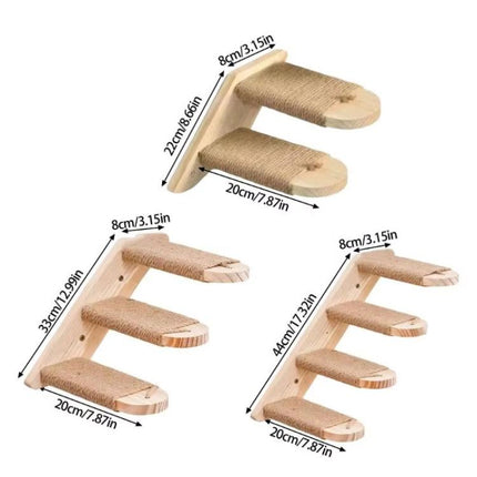 Wall Mounted Cat Climbing Frame Wooden Sisal Cat Jumping Platform Multi-Level Climbing Stairs, 2 Layers, 3 Layers, 4 Layers - DealBuddy