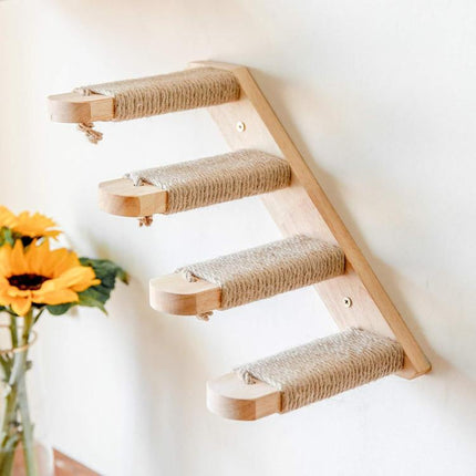 Wall Mounted Cat Climbing Frame Wooden Sisal Cat Jumping Platform Multi-Level Climbing Stairs, 2 Layers, 3 Layers, 4 Layers - DealBuddy