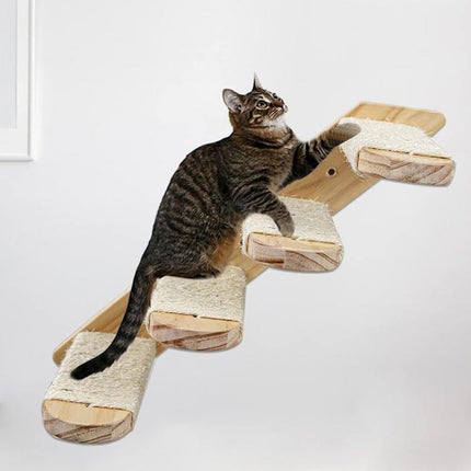 Wall Mounted Cat Climbing Frame Wooden Sisal Cat Jumping Platform Multi-Level Climbing Stairs, 2 Layers, 3 Layers, 4 Layers - DealBuddy