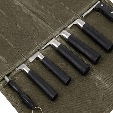Wet Wax Canvas Knife Organizer Picnic Portable Storage Bag