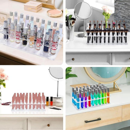 36-Hole Transparent Acrylic Lipstick Display Stand Perfume Makeup Brush Storage Rack
