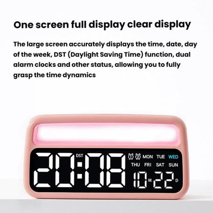 LED Ambient Light Bedside Alarm Clock Home Decor Multi-Function Clock With White Light