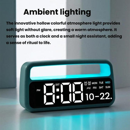 LED Ambient Light Bedside Alarm Clock Home Decor Multi-Function Clock With White Light