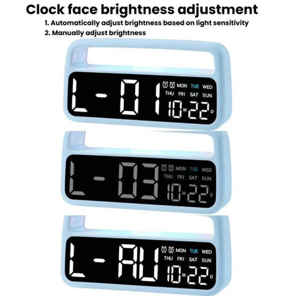 LED Ambient Light Bedside Alarm Clock Home Decor Multi-Function Clock With White Light