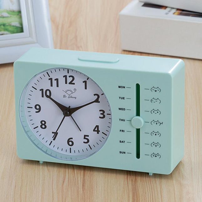 Bo Sheng GH222 Weekly Alarm Clock Square Quartz Desk Clock Scanning Silent Pointer Clock