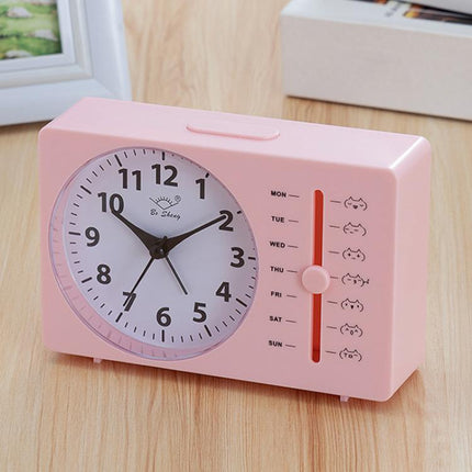 Bo Sheng GH222 Weekly Alarm Clock Square Quartz Desk Clock Scanning Silent Pointer Clock