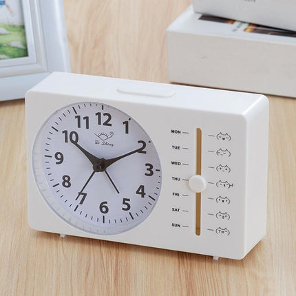 Bo Sheng GH222 Weekly Alarm Clock Square Quartz Desk Clock Scanning Silent Pointer Clock
